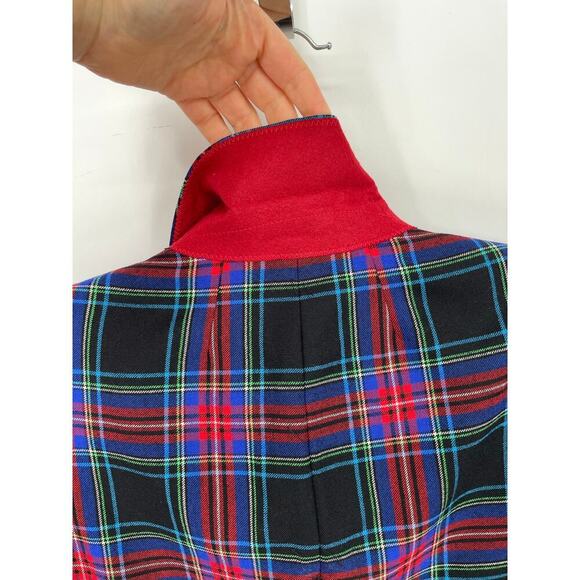 NWT J. Crew Black Red Blue Nipped in Blazer in Stewart Tartan Plaid size 2 - Picture 8 of 13